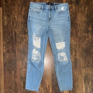 Hollister Light Blue Distressed Cropped Jeans